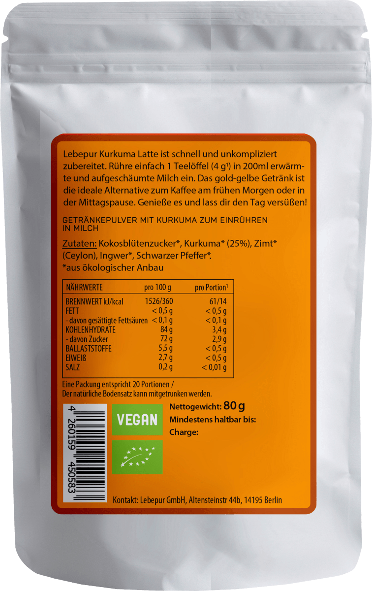 Kurkuma Latte Pulver, 80 g