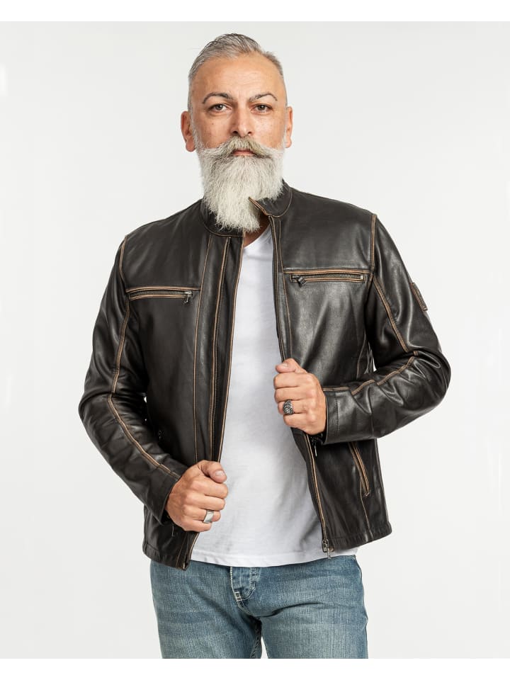 Rock Creek Lederjacke in Dunkelbraun günstig kaufen