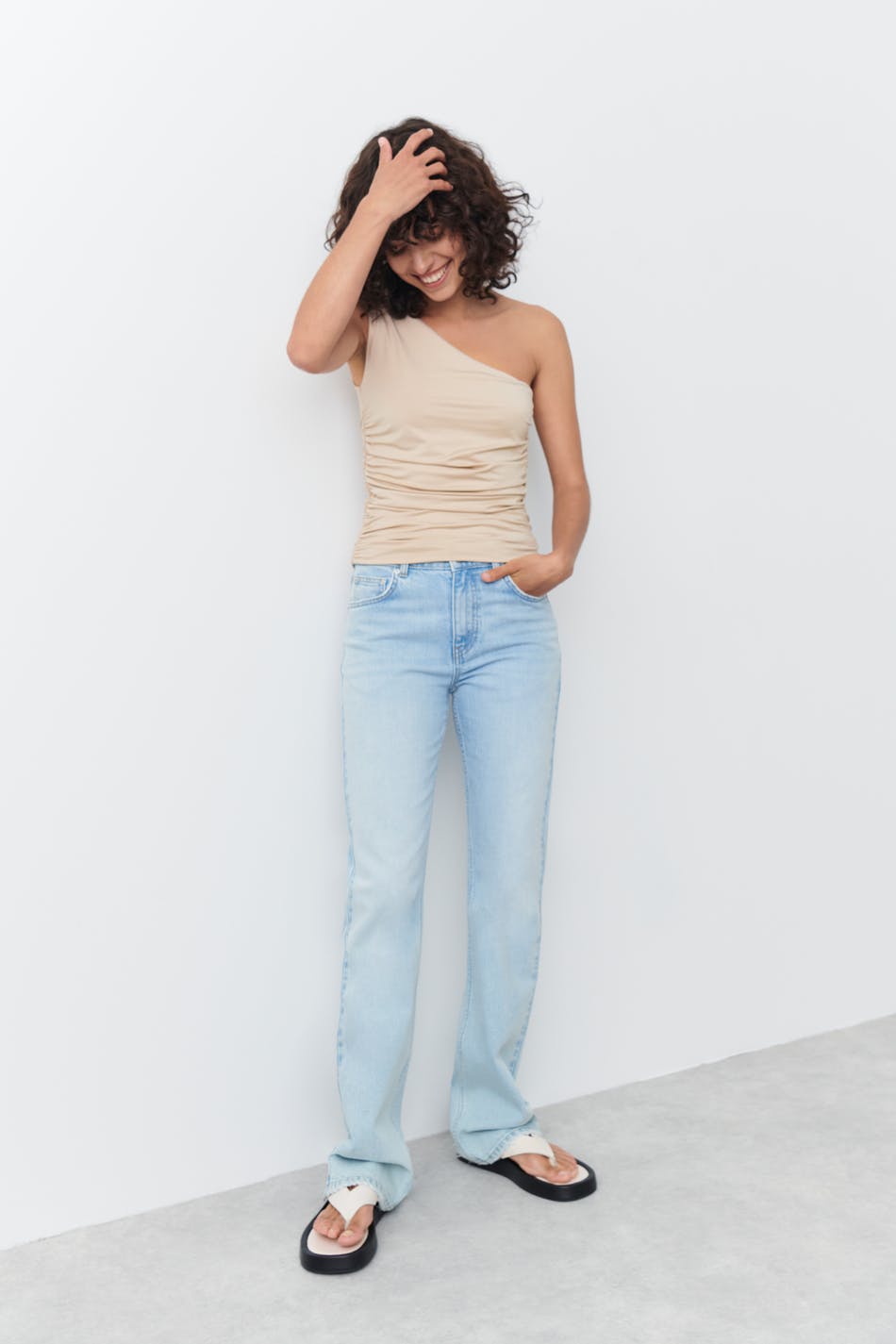 Ruched one shoulder top
