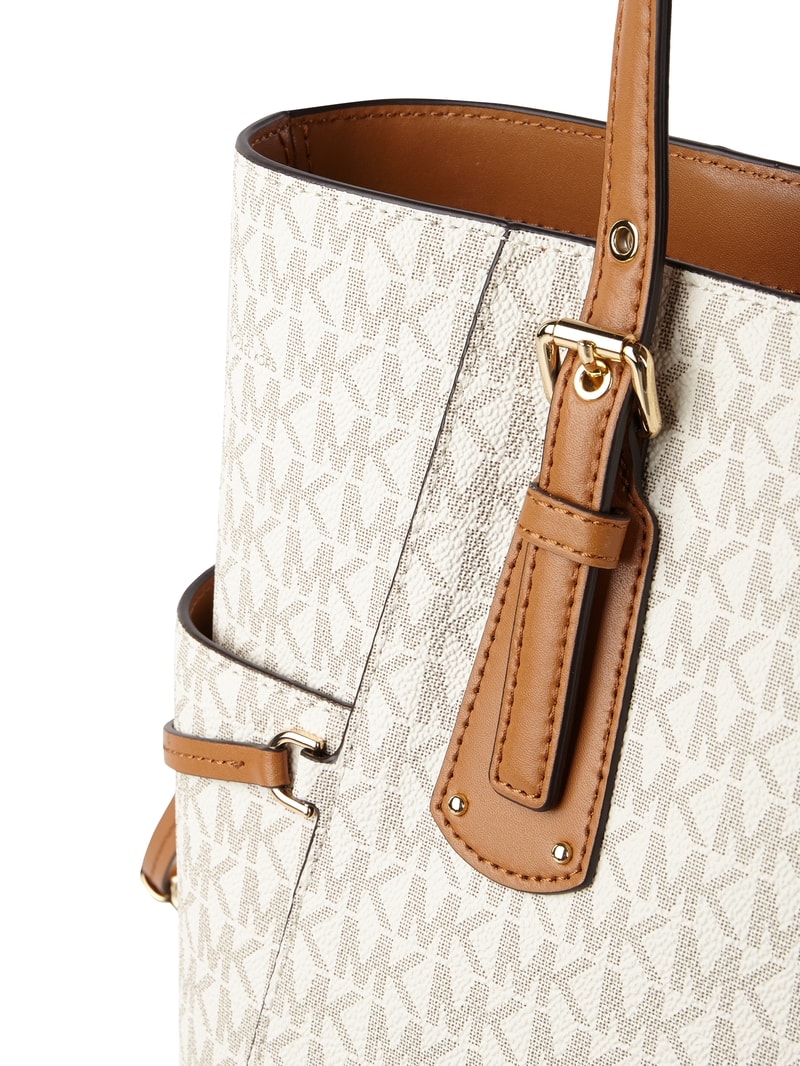 Shopper mit Logo-Muster in beige