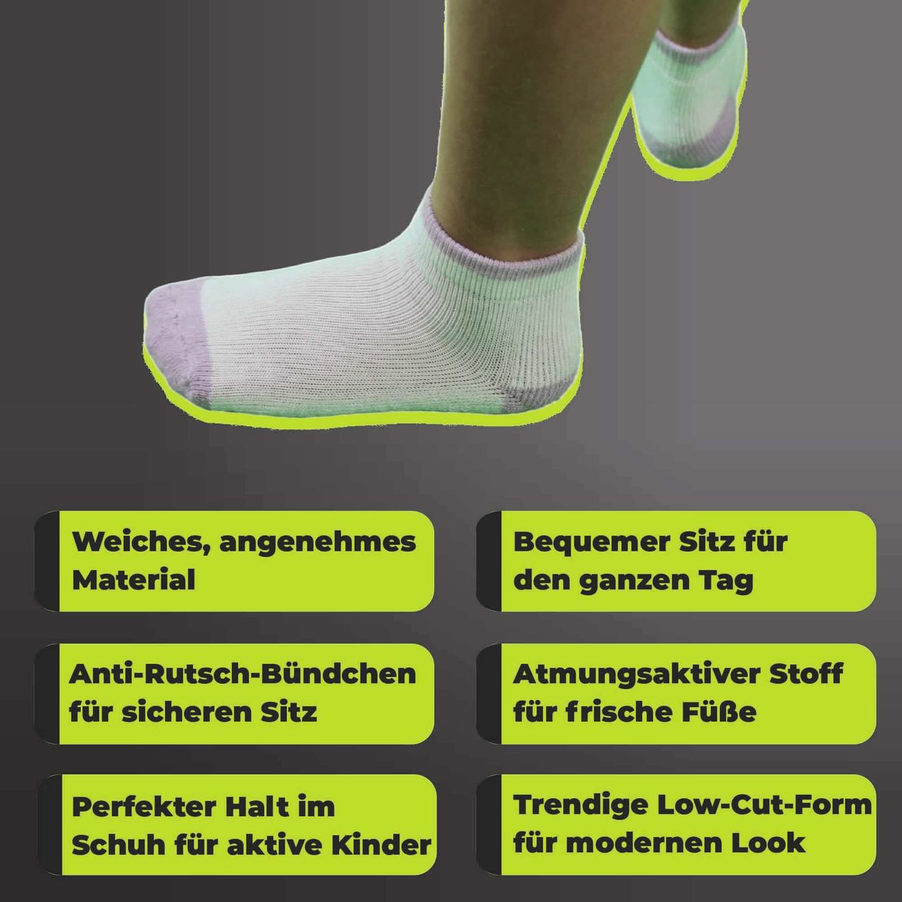 Athletech 6 Paar Low-Cut-Sportsocken für Kinder 3-5 Jahre bis Gr. 34 Pastellfarben