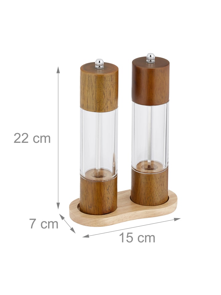 relaxdays 6-tlg. Salz- und Pfeffermühle Set in Braun günstig kaufen onesize