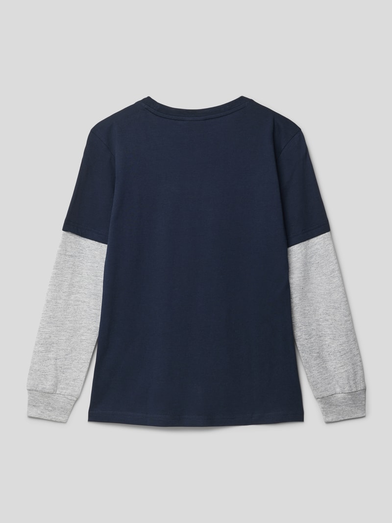 Longsleeve mit Logo-Print in marineblau