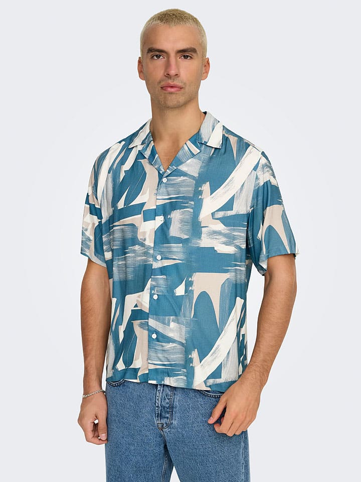 ONLY & SONS Hemd - Regular fit - in Hellblau/ Beige/ Weiß günstig kaufen