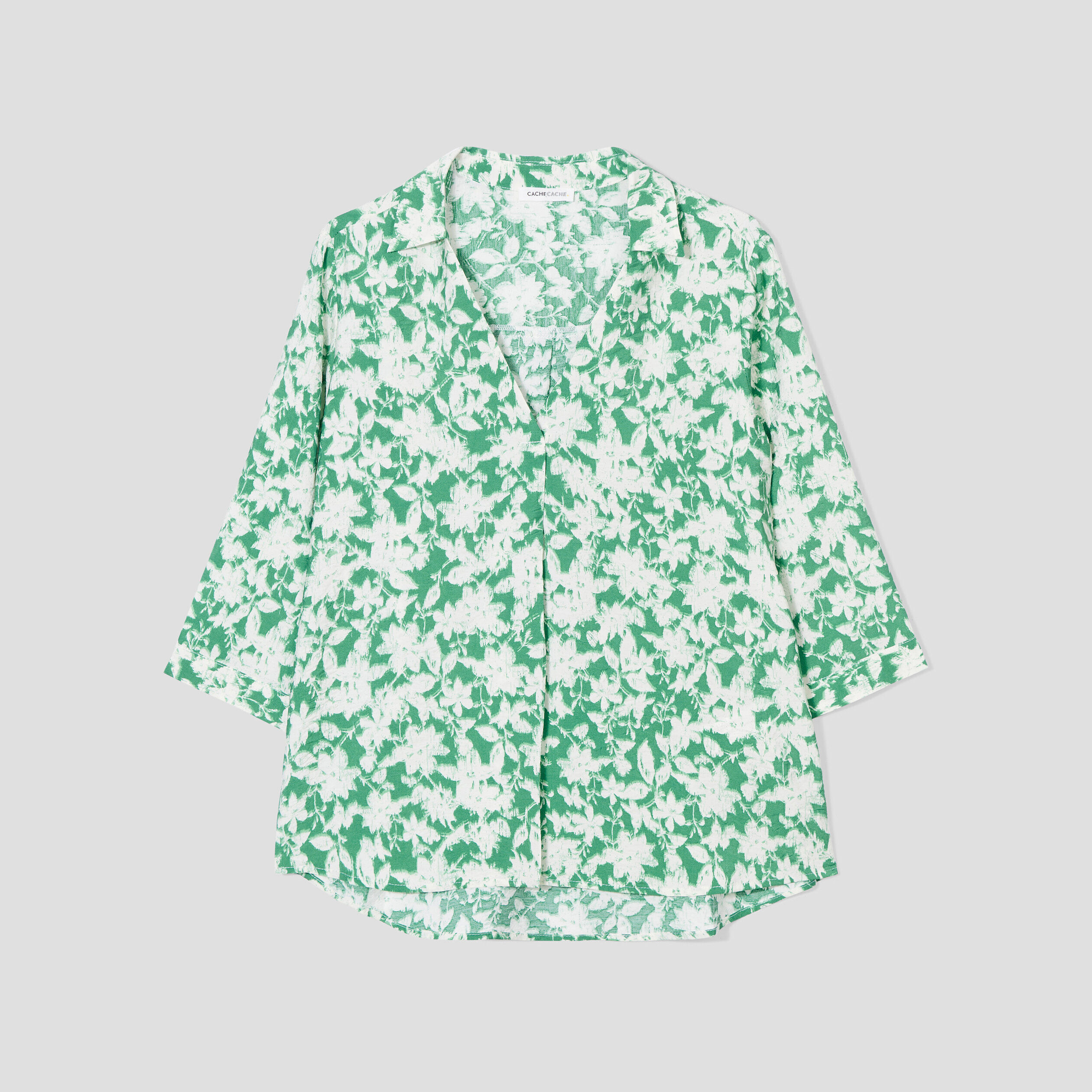 Blouse manches 3/4 vert femme | Cache Cache