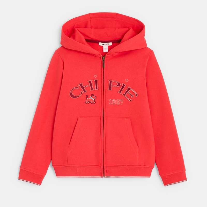Sweat zippé à capuche rouge fille Chipie