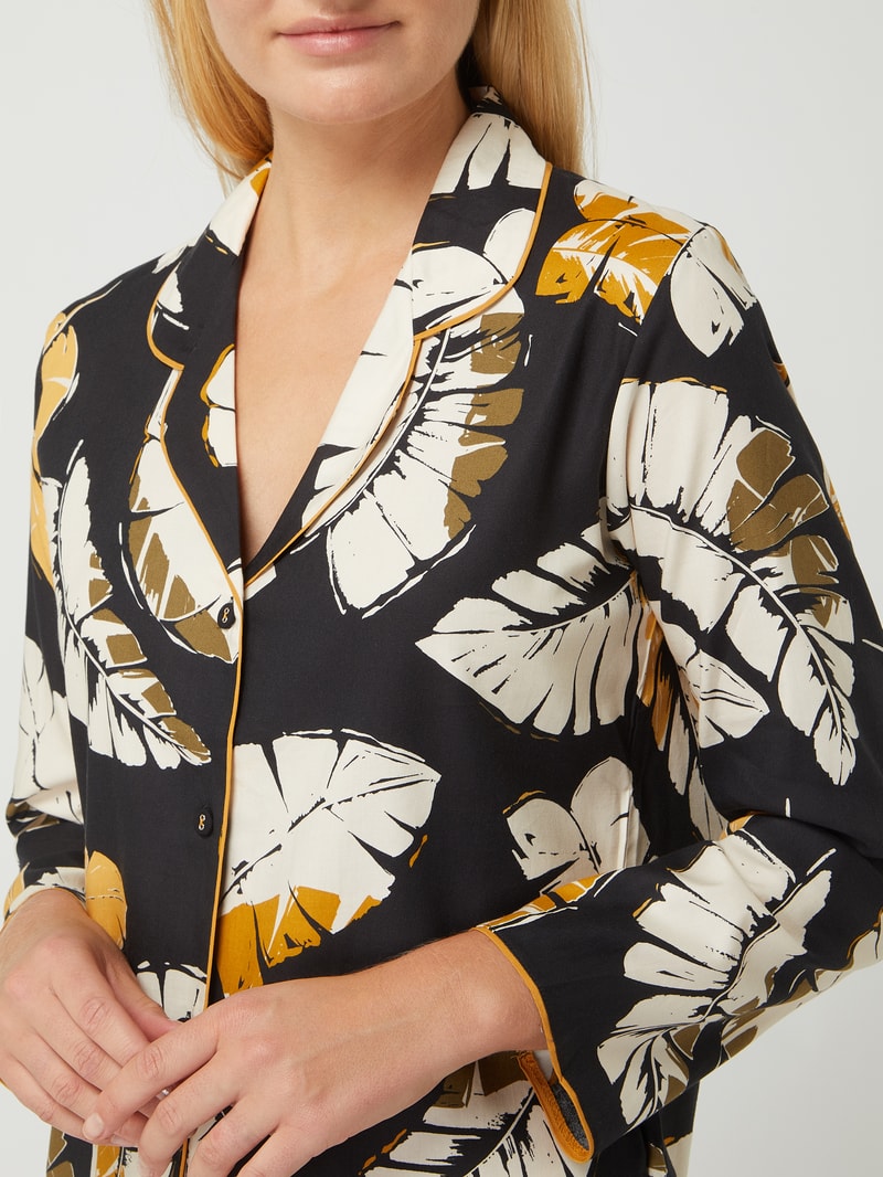 Pyjama-Oberteil mit Allover-Muster Modell 'Annie' in schwarz
