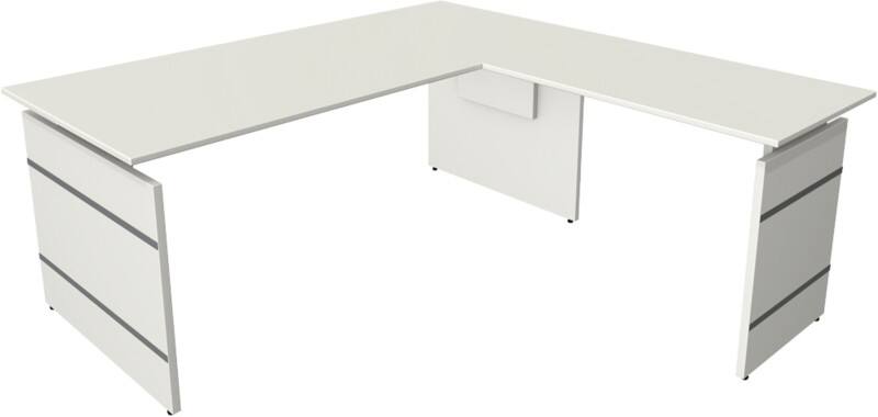 Kerkmann 11465310 Form 4 Höhenverstellbar Sitz-Stehschreibtisch L-förmig Weiß 1.800 x 1.800 x 760 mm