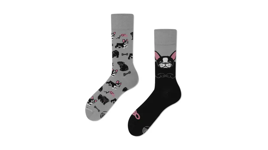 MANY MORNINGS Unisex Socken Tiny Little Dogs grau, schwarz