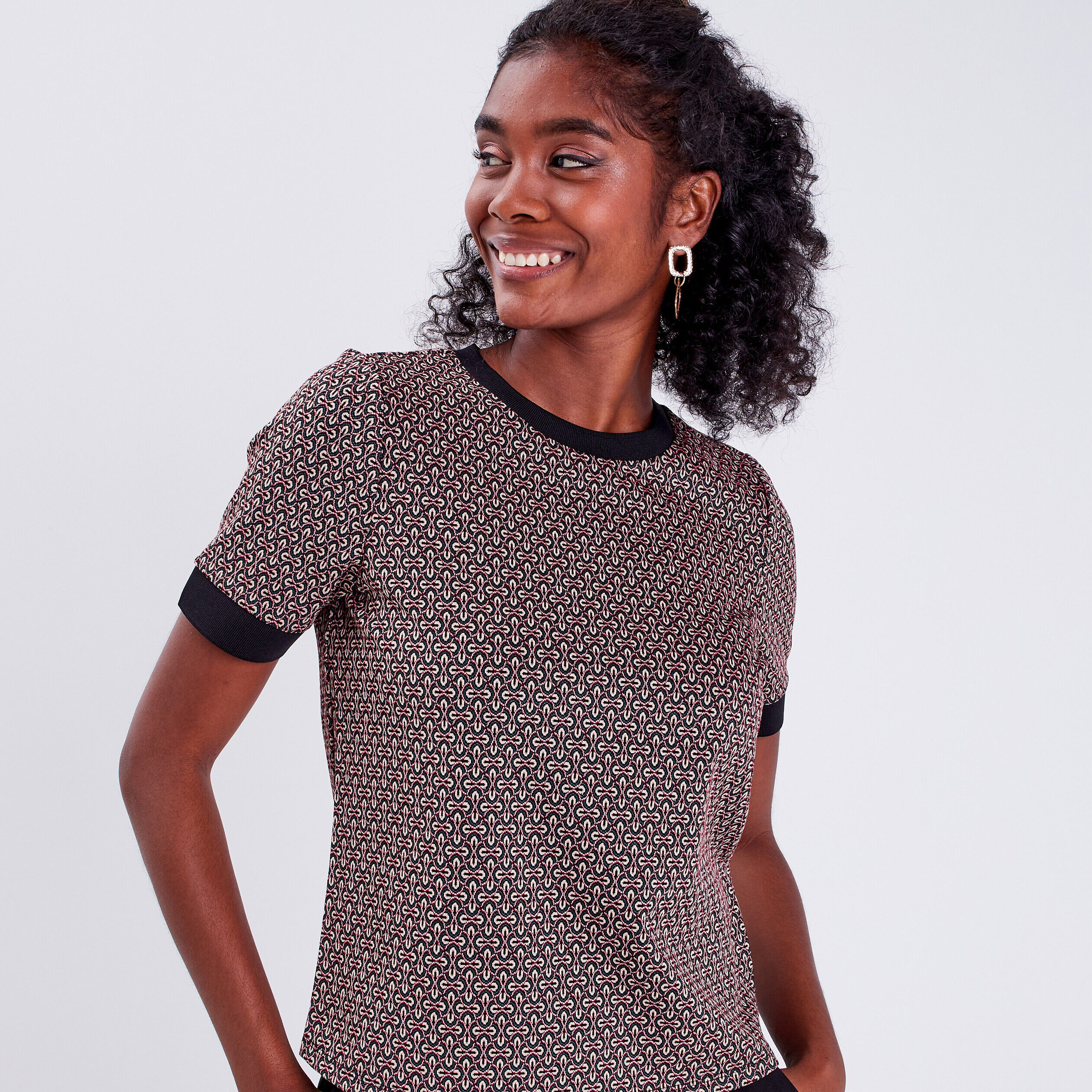 T-shirt manches courtes marron foncé femme | Cache Cache