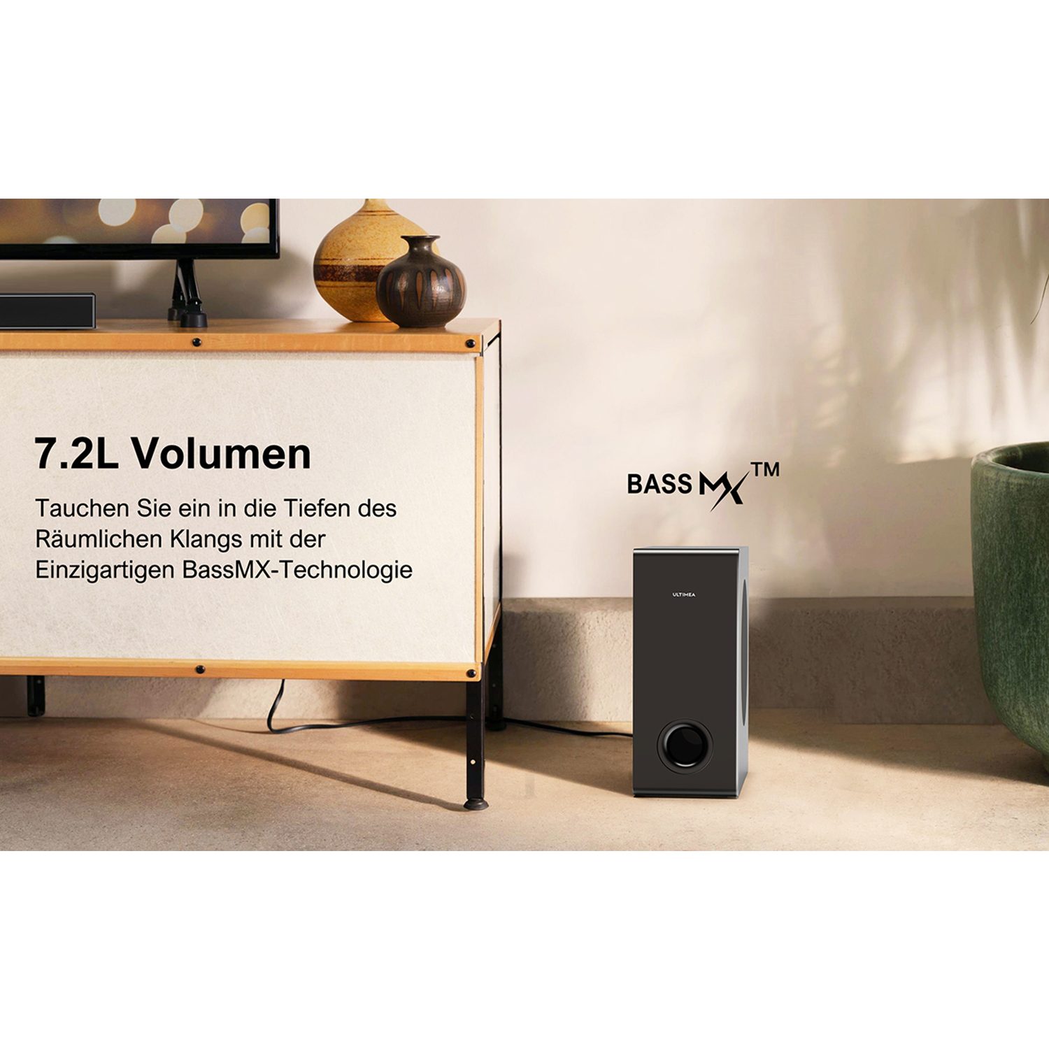 Ultimea Nova S40 2.1 Soundbar (5,25'' Tieftöner, BASSMAX, Schlanken 3,8-cm-Design)