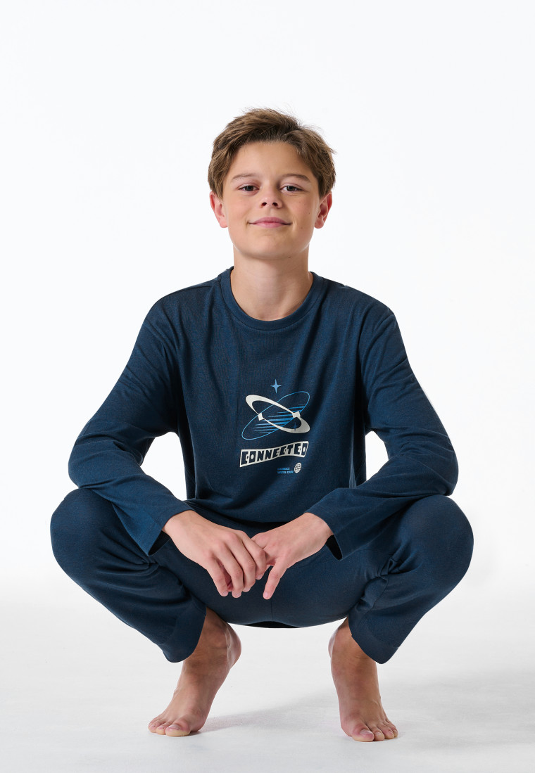 Schlafanzug lang blau - Nightwear