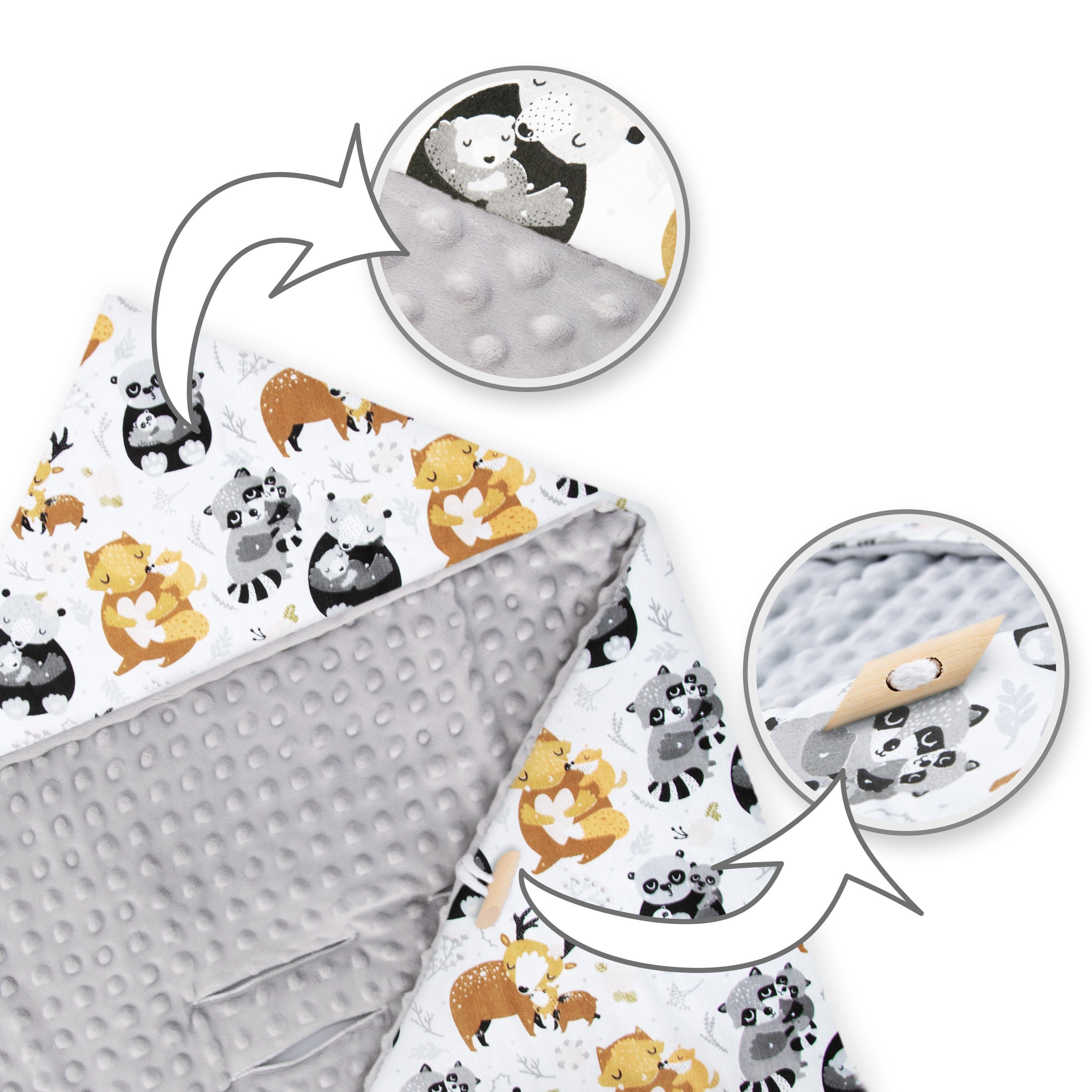 Einschlagdecke (Made in EU) Baby Babydecke, Fußsack, Kuscheldecke mit Kapuze, universal für Babyschale; Autositz; Buggy; Kinderwagen, ca. 90x90 cm, Amilian