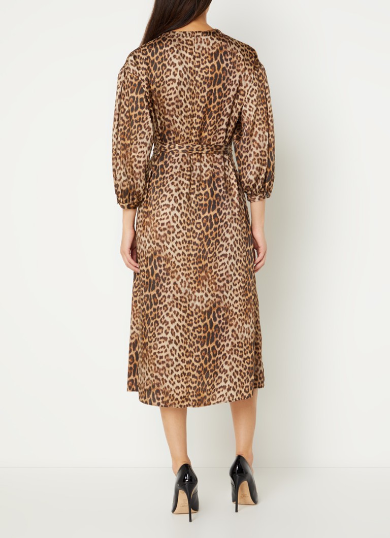 Vestido túnica midi con estampado de leopardo y cinturón anudado de Gerard Darel Julian.