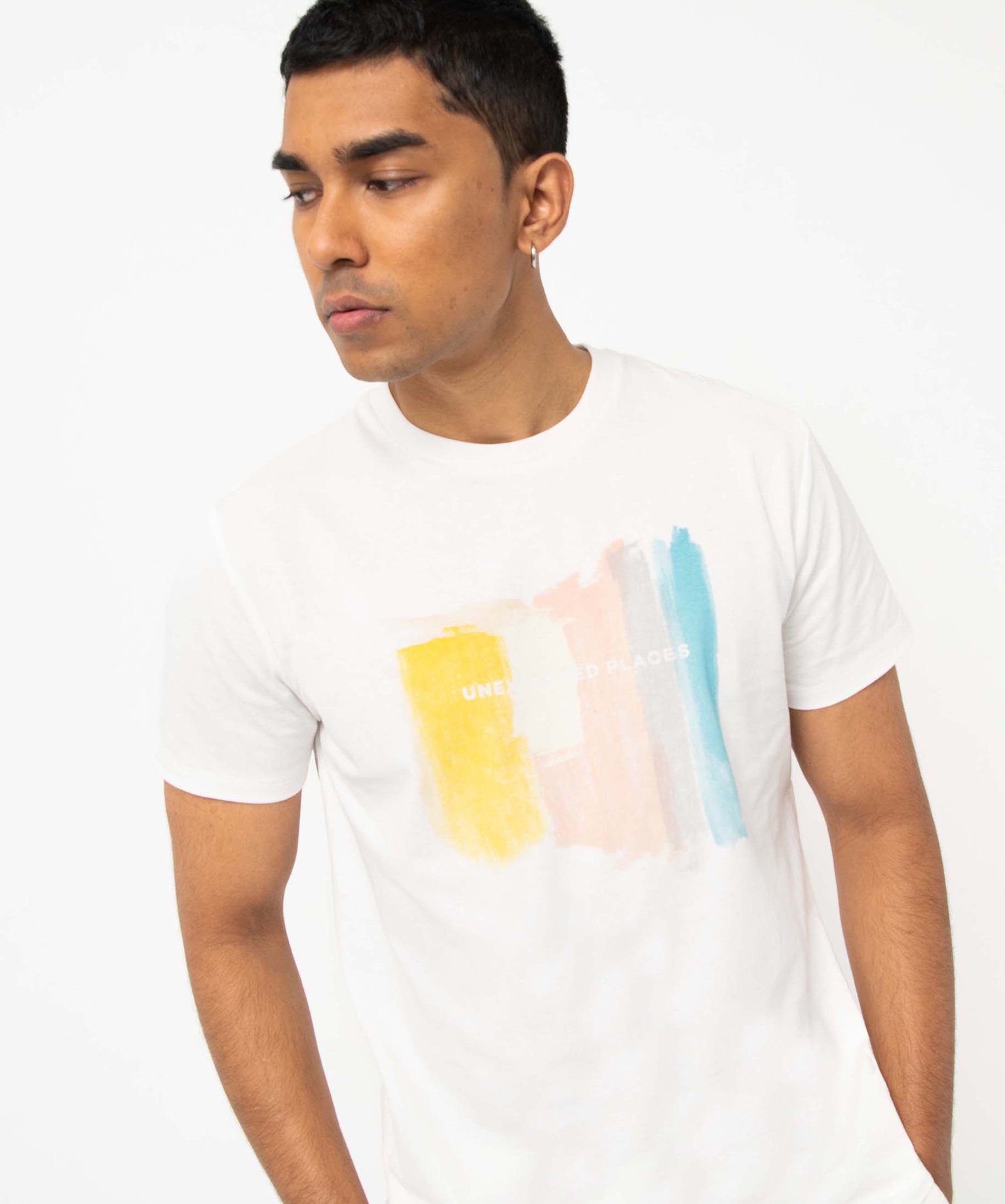 Tee-shirt homme à manches courtes et motif abstrait blanc | GEMO