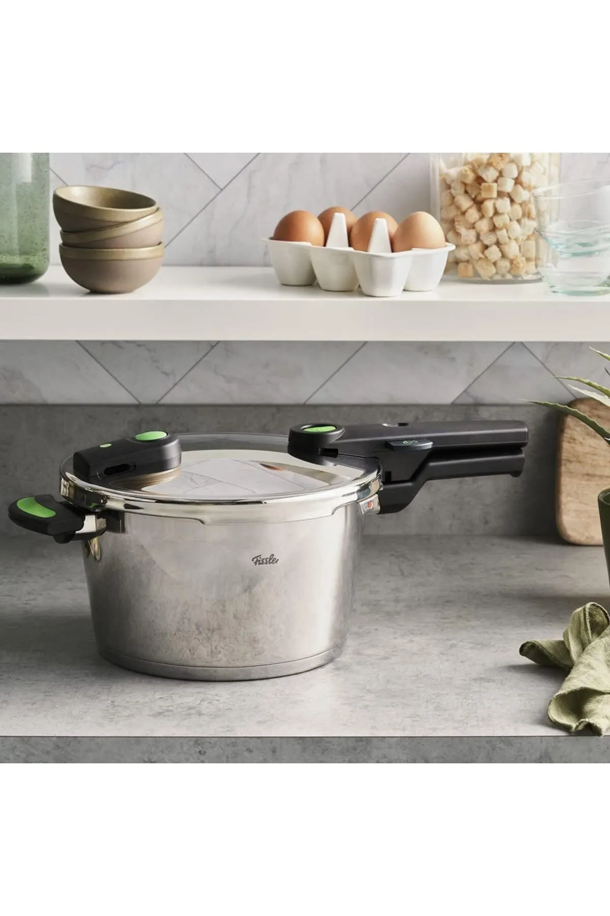 Viwares  Fissler Vitaquick Green / Schnellkochtopf (6 L 22 cm) Edelstahl-Dampfkochtopf 2-Garstufen Induktion