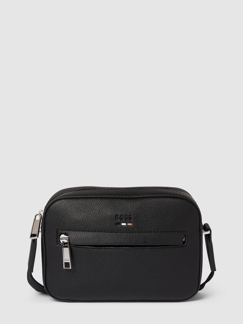 Umhängetasche mit Label-Details Modell 'Ray' in schwarz