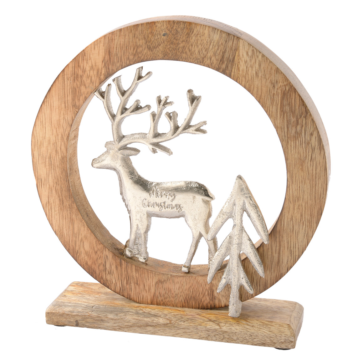 Deko-Aufsteller mit Rentierfigur natur / silber