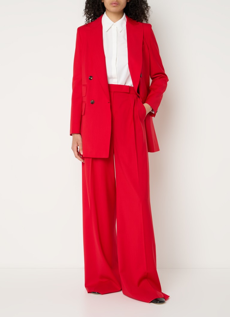 Pantaloni MaxMara Remini cu talie înaltă și croială largă, confecționați din lână virgină.