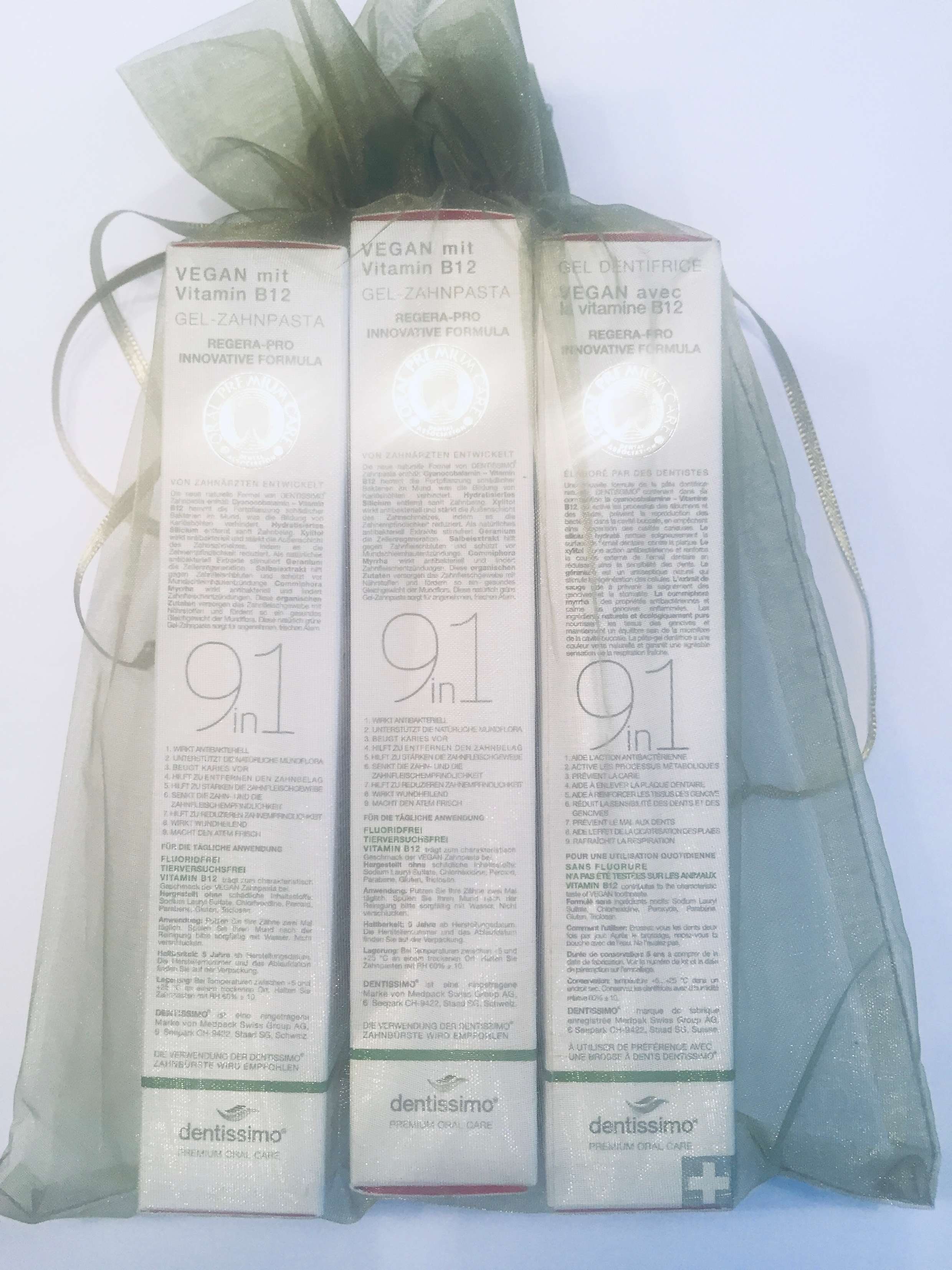 dentissimo Zahnpasta Zahnpasta Pflegegel Vegan B12, (Spar-Set, 3-St)