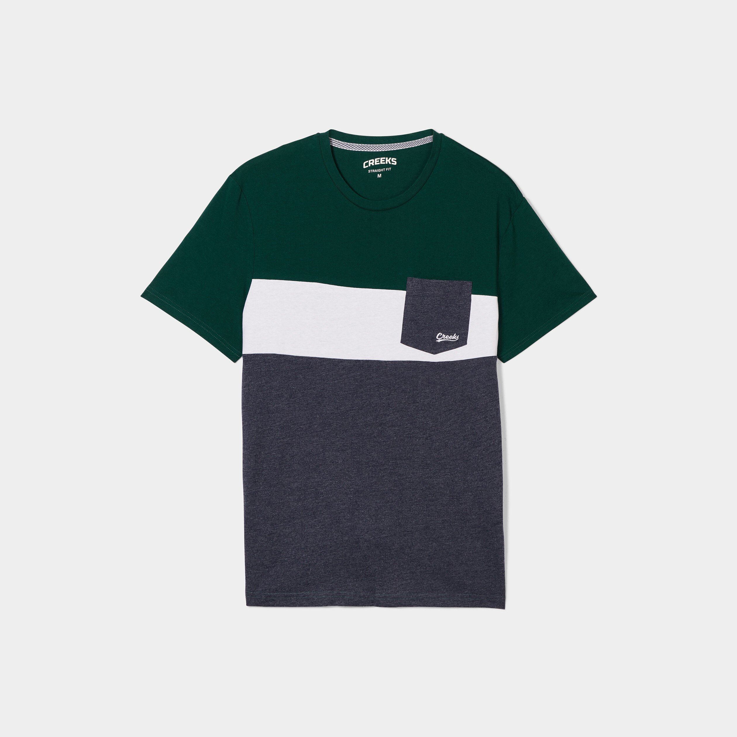 T-shirt droit 1 poche buste coton Creeks vert foncé homme | La Halle