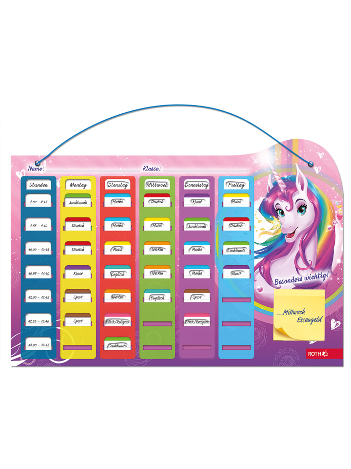ROTH Klipp&Klar Stundenplan Steck Fix, Einhornportrait, A3 in Bunt günstig kaufen onesize