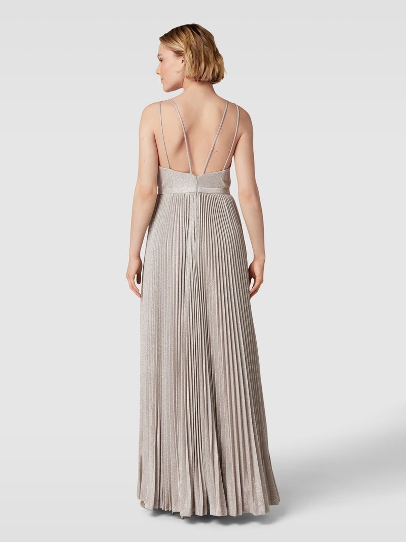 Abendkleid mit Plisseefalten in beige