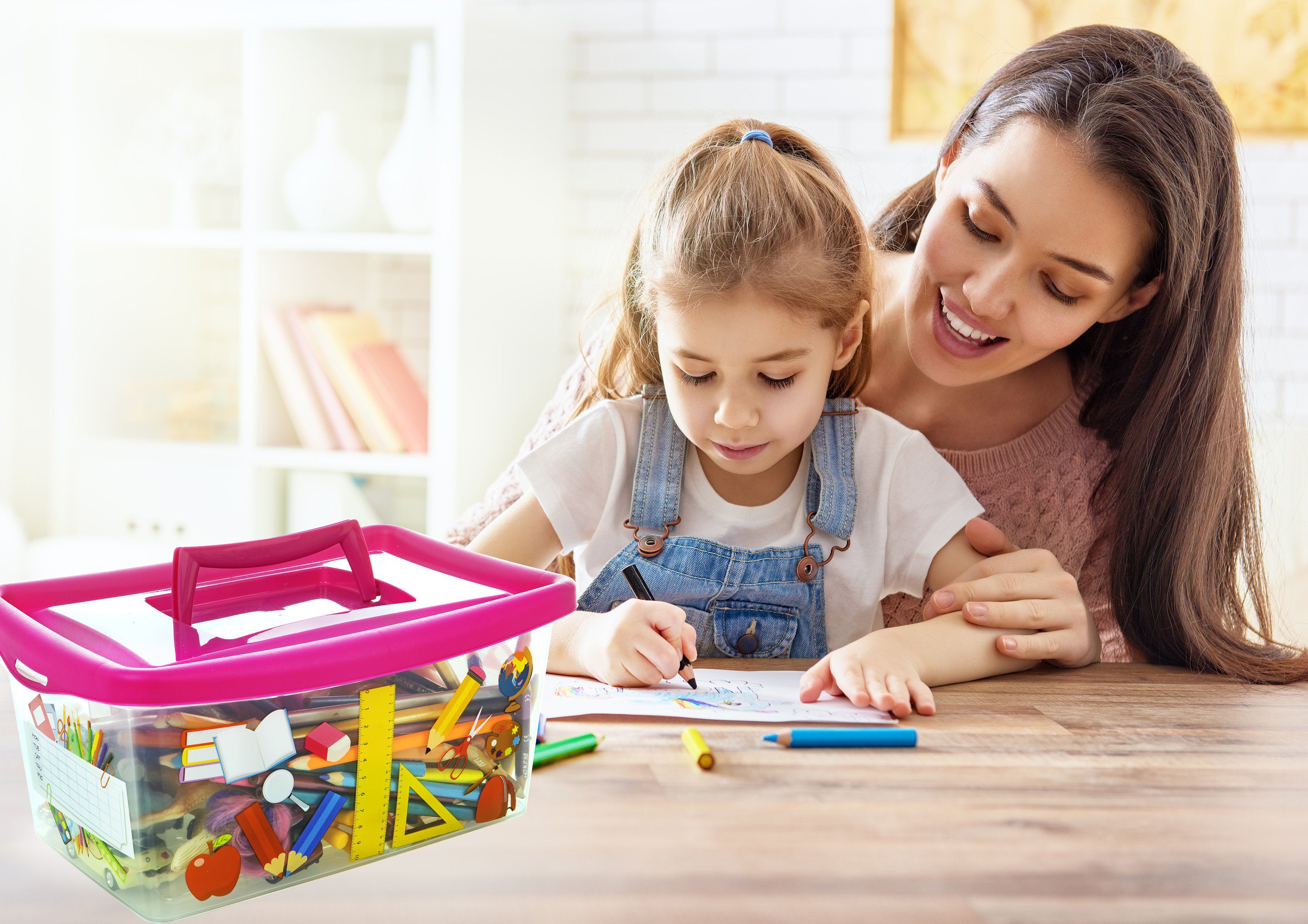 Centi Allzweckkiste Aufbewahrungsbox mit Deckel für Kinder, Kisten Aufbewahrung (Stk., 6 St., 29L x 12B x 19H cm 4L), Aufbewahrungsbox mit Deckel Kinder