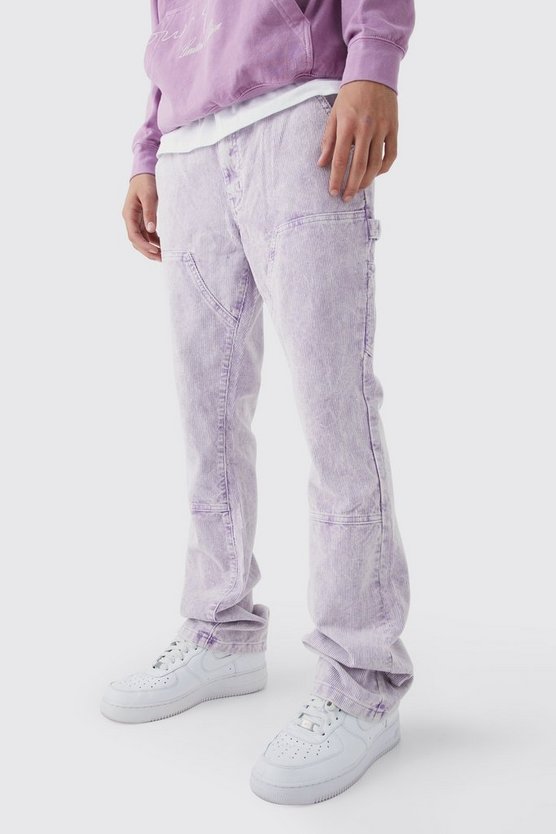 Slim-Fit Cord-Schlaghose mit Acid-Waschung