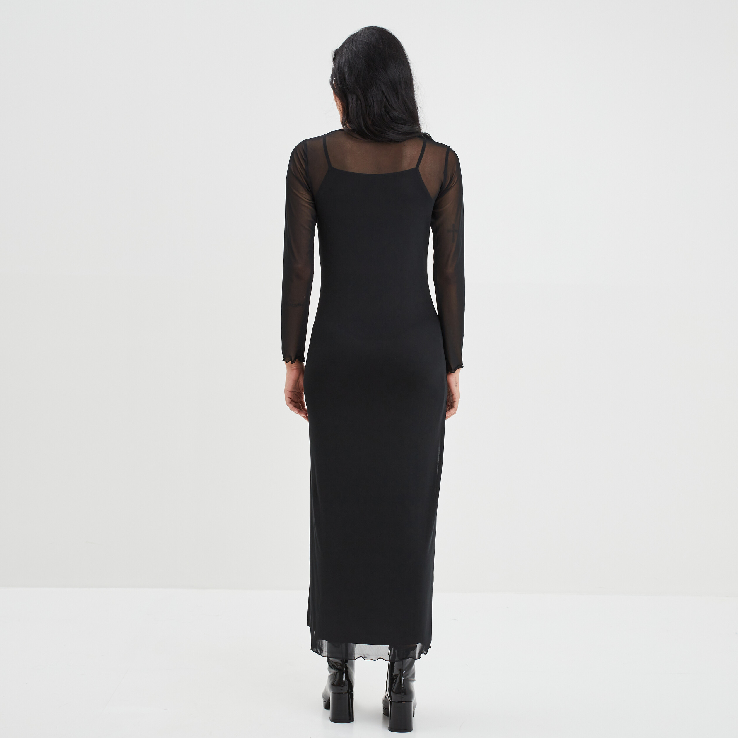 Robe longue mesh doublée Liberto noir femme | La Halle