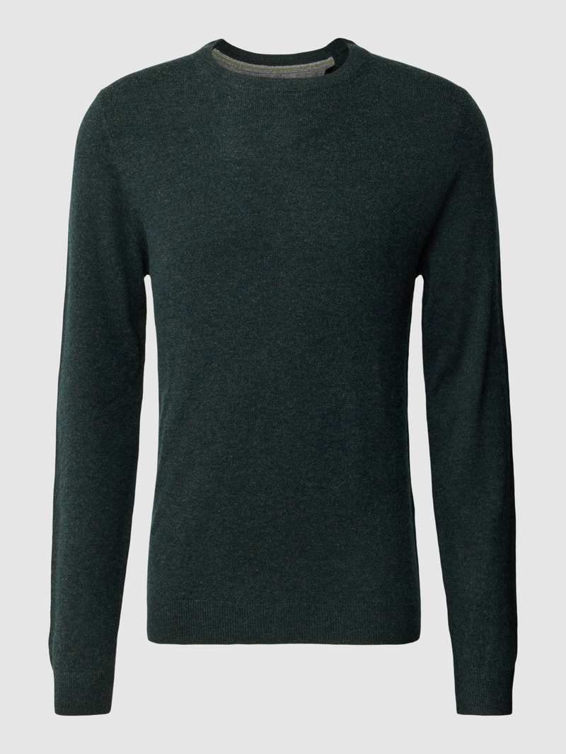 Strickpullover in melierter Optik in dunkelgrün meliert
