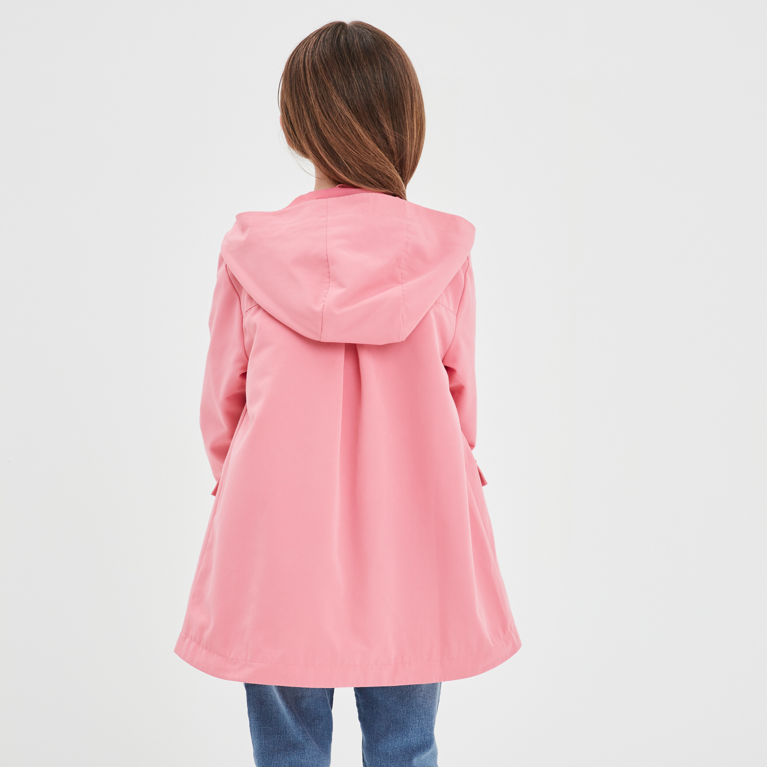 Parka longue zippée à capuche rose corail fille | La Halle