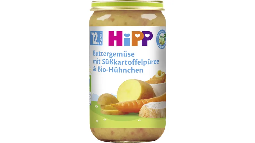 HiPP Menüs: Buttergemüse mit Süßkartoffelpüree und Bio-Hühnchen 250g 250 g