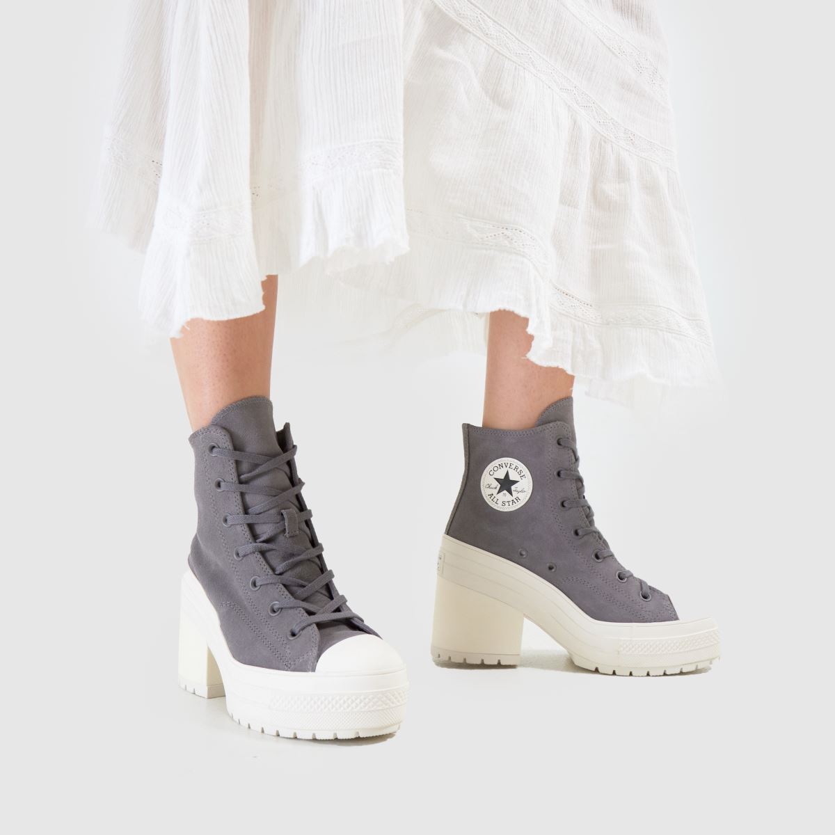 Converse Chuck 70 De Luxe Heel Platform Trainers i grått