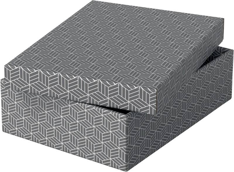 Esselte Home Aufbewahrungs- und Geschenkbox 628285 Mittel Flach 100% Recycelter Karton Grau 265 x 360 x 100 mm 3 Stück