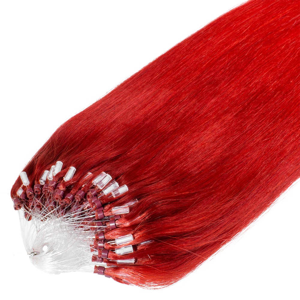 hair2heart Extensions à froid Microring Premium cheveux naturels #rouge 0.5g extensions