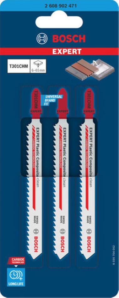 Bosch Blue Accessories 2608902471 EXPERT Plastkompositer Clean T 301 CHM Sticksågsblad 3 delar