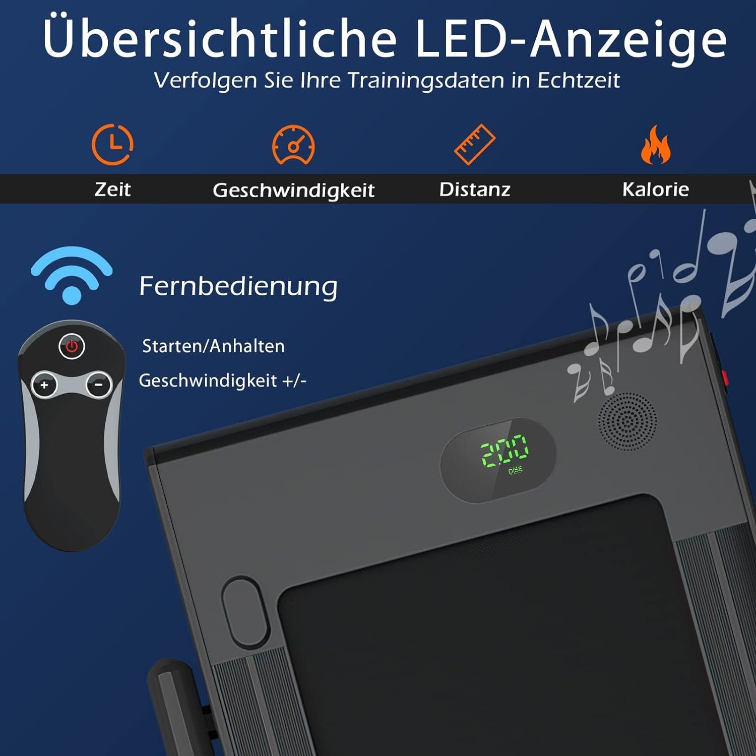 COSTWAY Laufband (2 in 1 Laufband klappbar 2,25HP, Walking Pad unter dem Schreibtisch), mit APP, Bluetooth und Fernbedienung, 1-12 km/h, Laufband für Zuhause