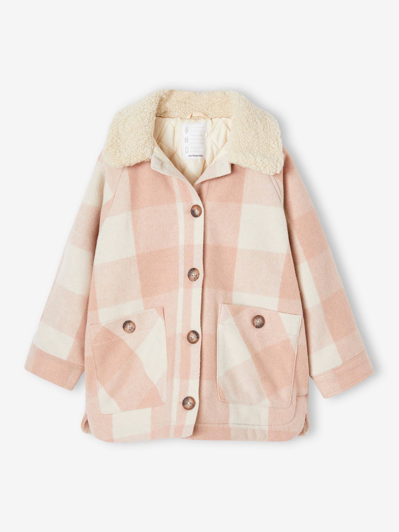 Vertbaudet Karierte Mädchen Jacke, Overshirt - braun kariert