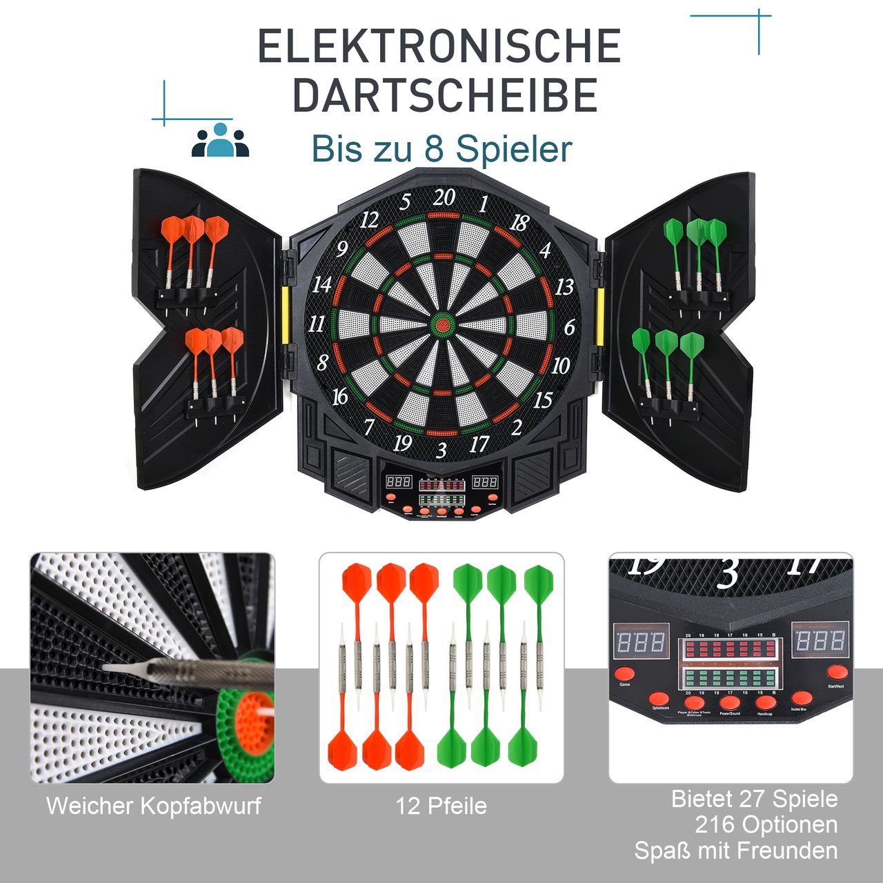 HOMCOM Elektronische Dartscheibe