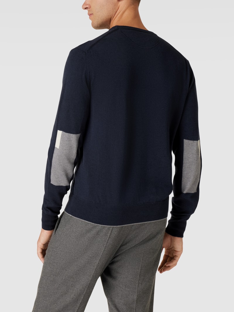 Strickpullover mit Label-Stitching in marineblau