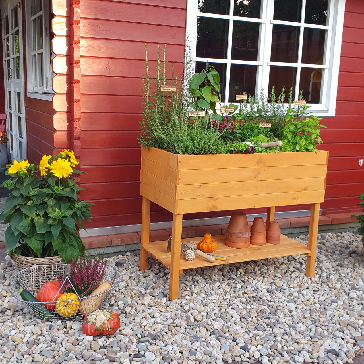 PROMEX Promadino Balkon-Kräuterbeet auf Beinen honigbraun