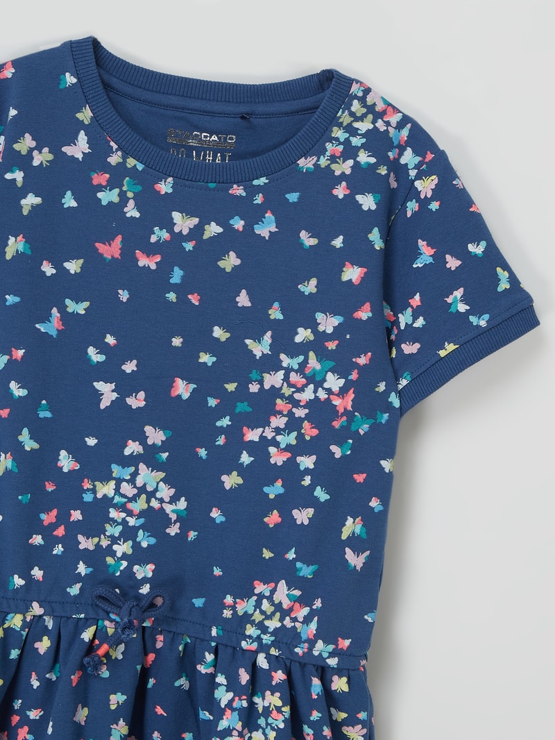 Sweatkleid mit Schmetterling-Prints in blau