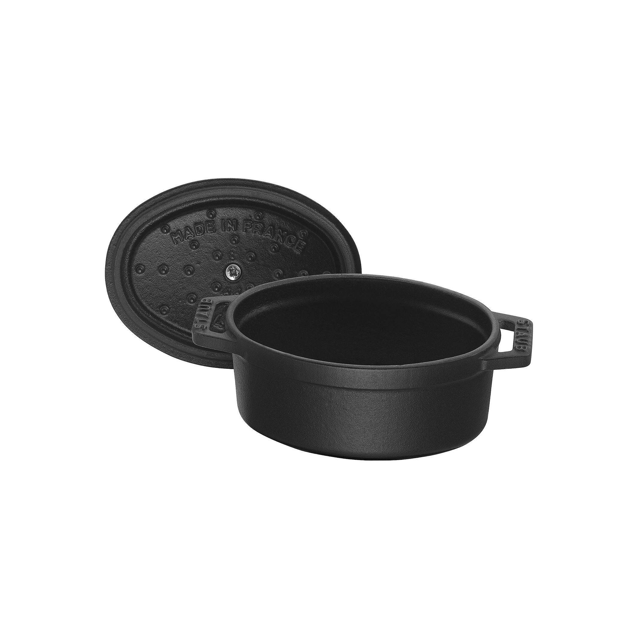 Mini Cocotte 11 cm, oval, Schwarz, Gusseisen