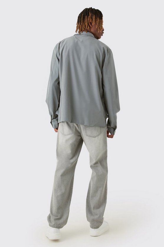 Tall asymmetrische Stretch Harrington-Jacke