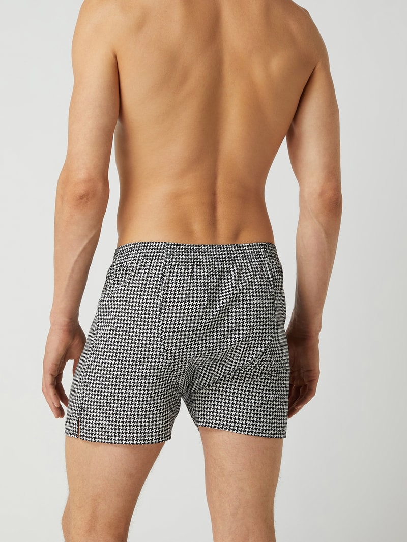 Boxershorts aus Baumwolle mit Hahnentritt-Dessin in schwarz