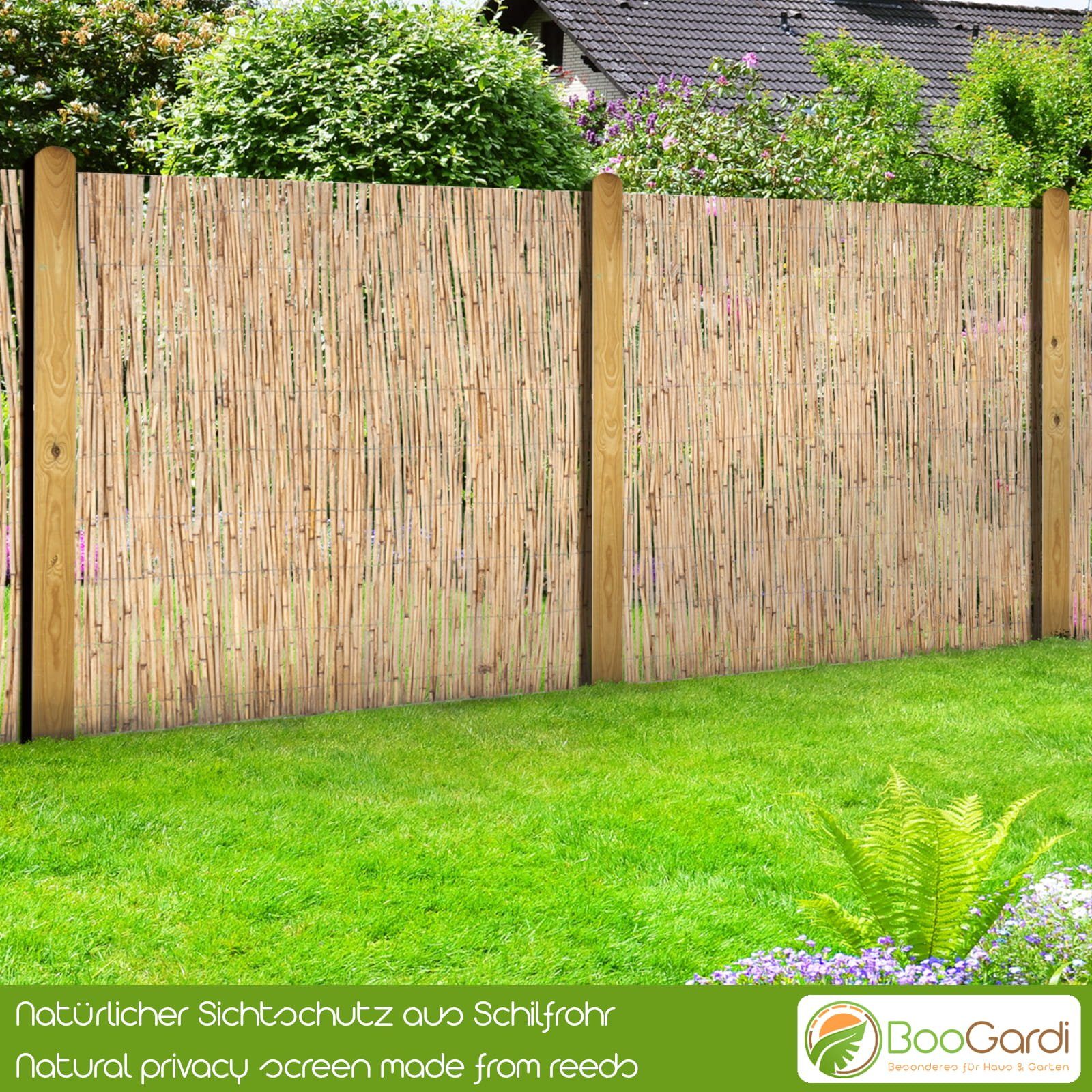 BooGardi Sichtschutzzaunmatten Schilfrohrmatte natur, (1-St., Sichtschutzmatte Schilf Höhe 50cm x Länge 150cm), Sichtschutz Balkon ohne bohren Garten Schilfmatte
