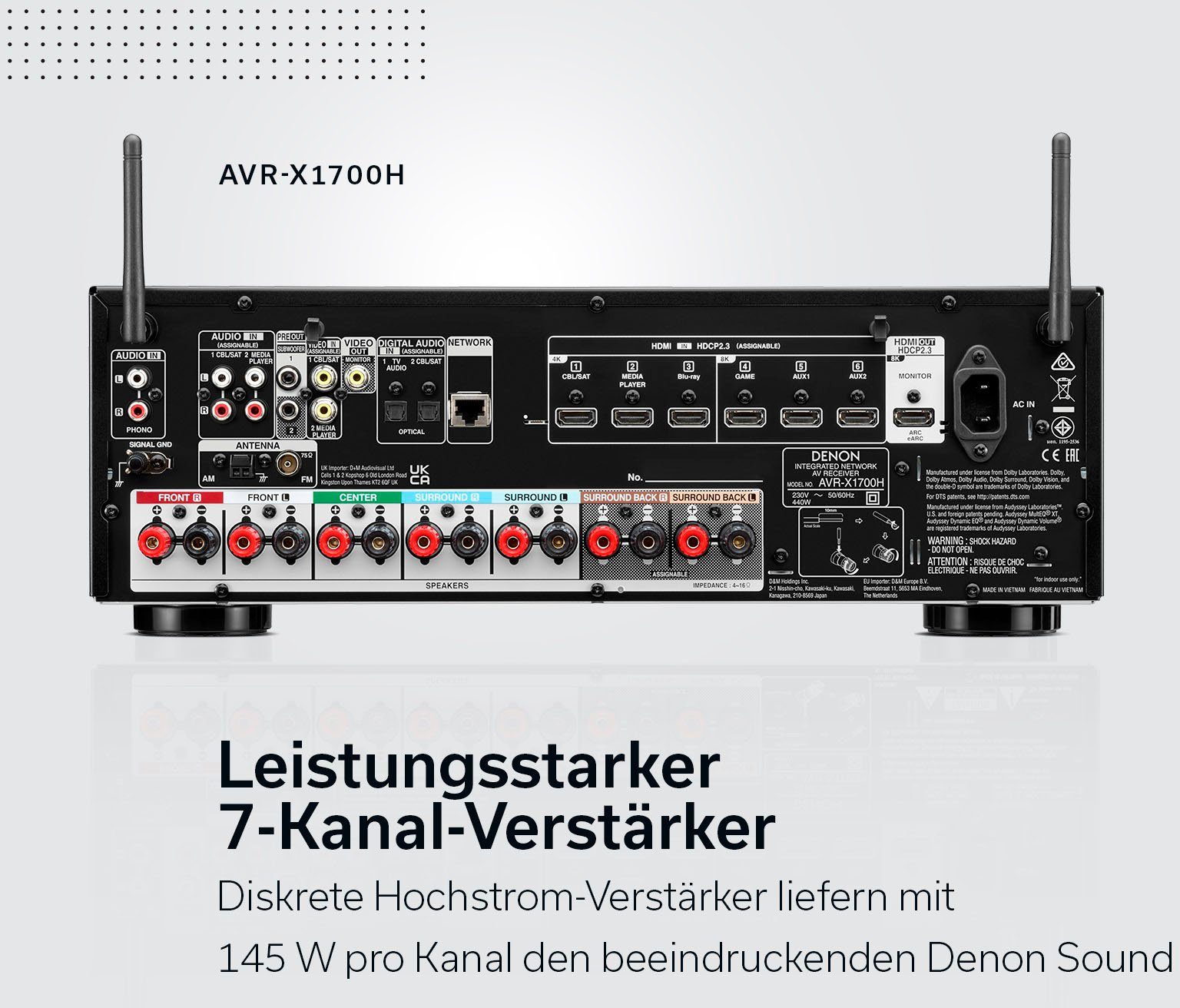 Denon AVR-X1700H 8K- 7.2 Heimkinosystem (Bluetooth, WLAN, Dolby Vision)