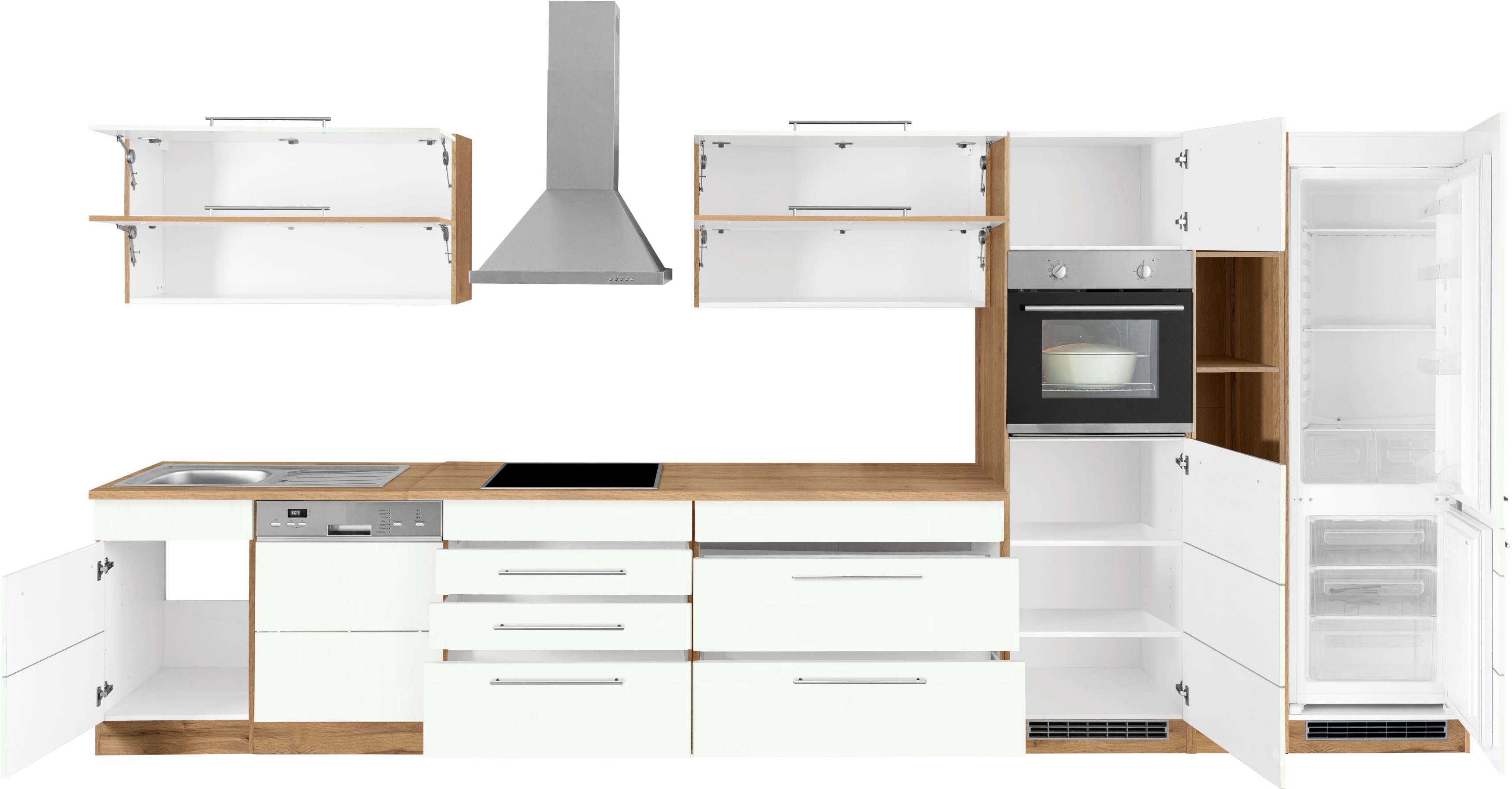 HELD MÖBEL Küchenzeile Wien, Breite 440 cm, wahlweise mit E-Geräten und Induktion