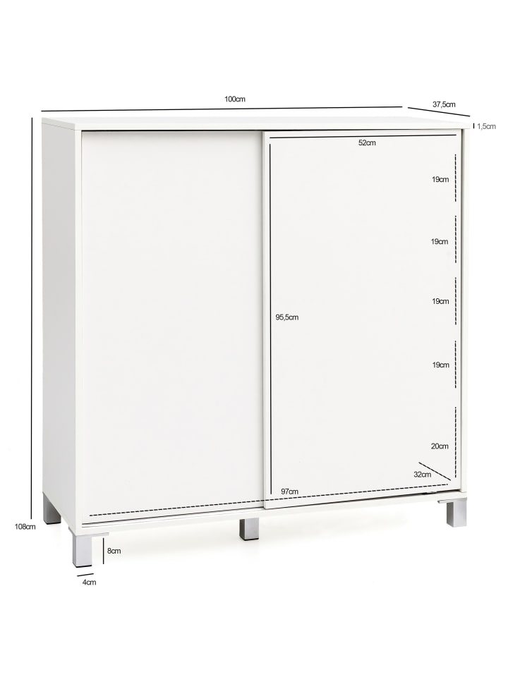 KADIMA DESIGN Schuhschrank WL5.712 Holz 100x108x37,5 cm Ablage Hoch, Design in Weiß günstig kaufen onesize